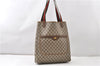 Authentic GUCCI Web Sherry Line Shoulder Tote Bag GG PVC Leather Brown K4971