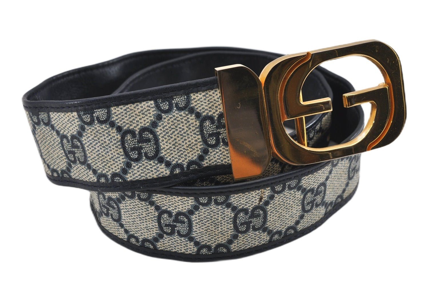 Authentic GUCCI Vintage Belt GG PVC Leather 26.4-28.7