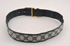 Authentic GUCCI Vintage Belt GG PVC Leather 26.4-28.7" Navy Blue K4972