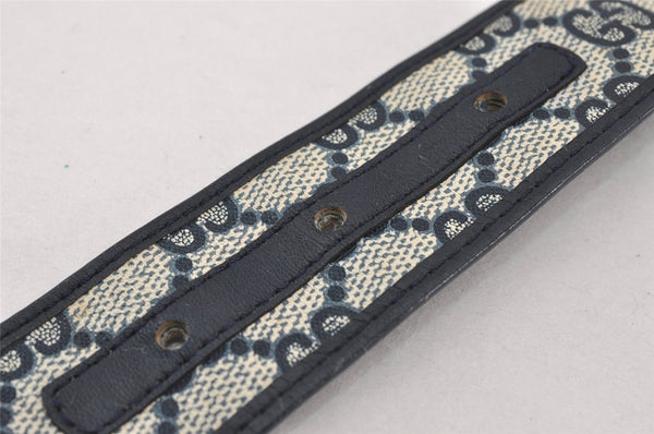 Authentic GUCCI Vintage Belt GG PVC Leather 26.4-28.7" Navy Blue K4972