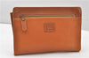 Authentic Burberrys Vintage Leather Clutch Hand Bag Purse Brown K4976