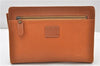 Authentic Burberrys Vintage Leather Clutch Hand Bag Purse Brown K4976