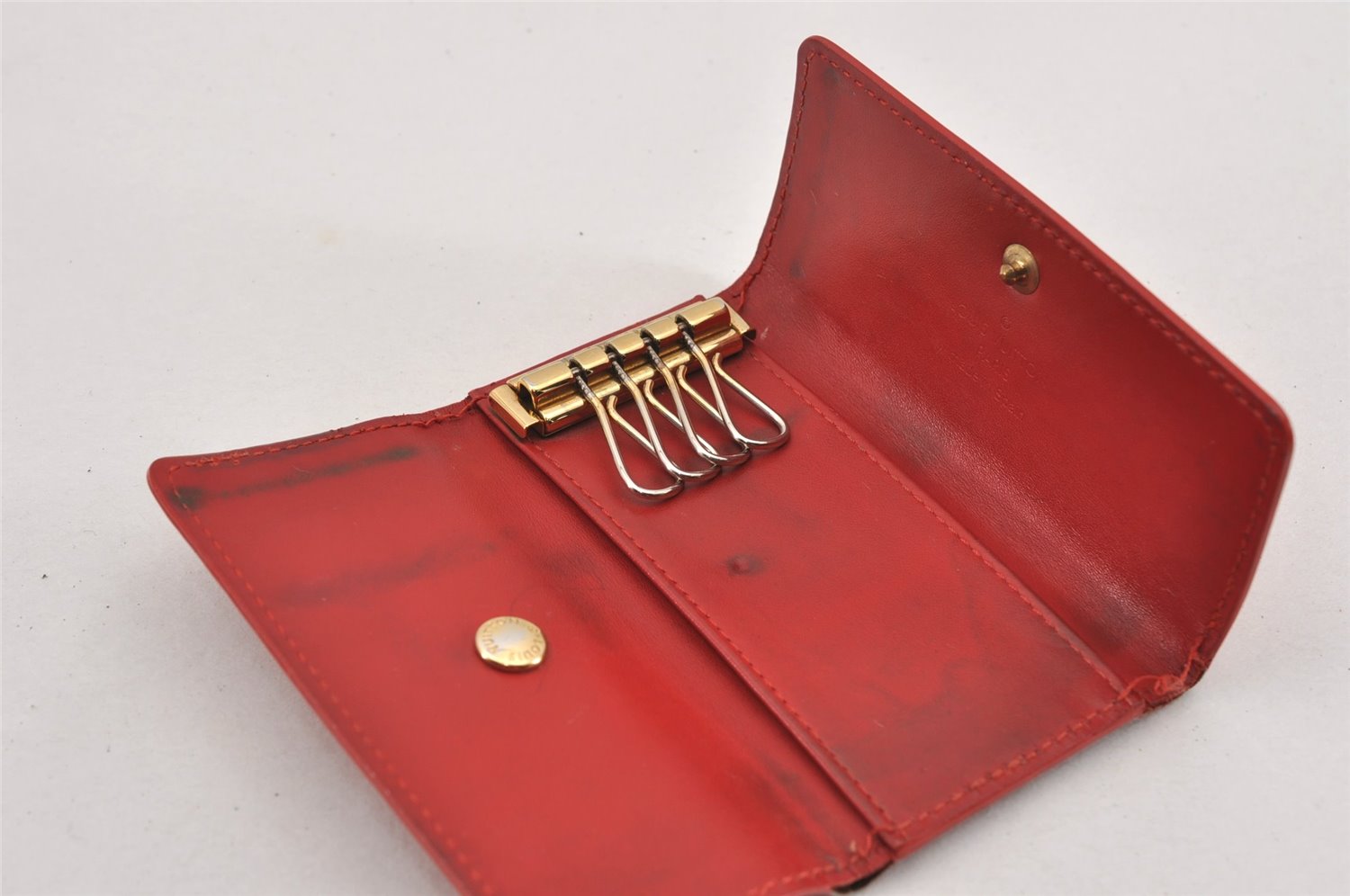 Authentic Louis Vuitton Vernis Multicles 4 Four Hooks Key Case M91976 Red K4978