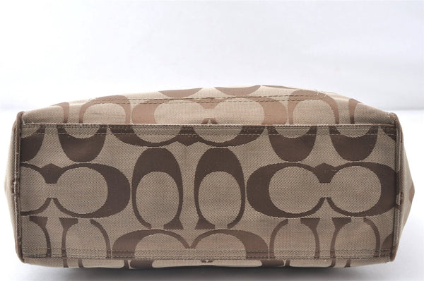Authentic COACH Signature Shoulder Tote Bag Canvas Enamel F14878 Brown K4981