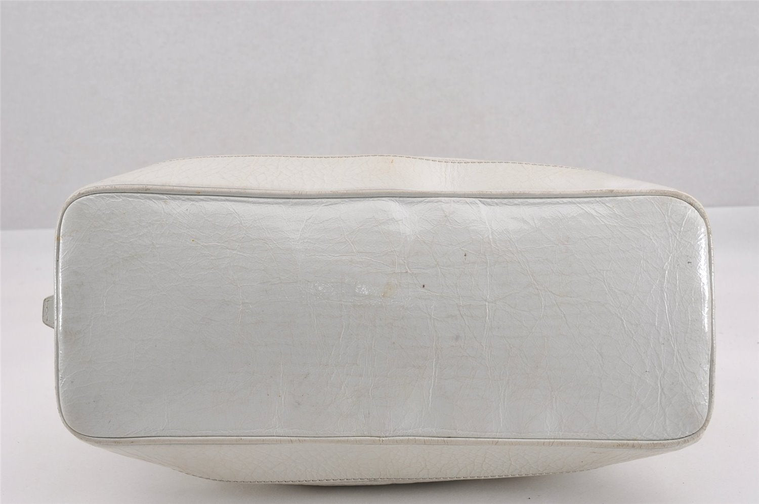 Authentic CELINE Vintage Shoulder Tote Bag Enamel White K4984