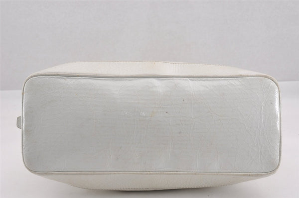 Authentic CELINE Vintage Shoulder Tote Bag Enamel White K4984