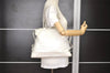 Authentic CELINE Vintage Shoulder Tote Bag Enamel White K4984