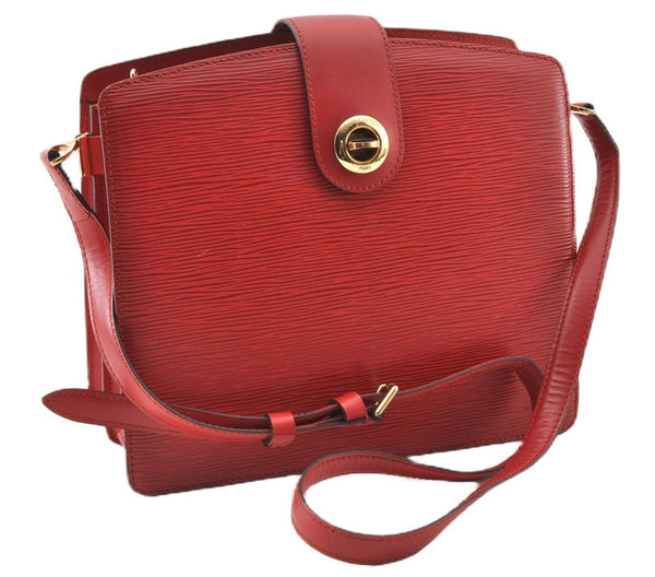 Authentic Louis Vuitton Epi Capucines Shoulder Cross Bag Red M52347 LV K4989