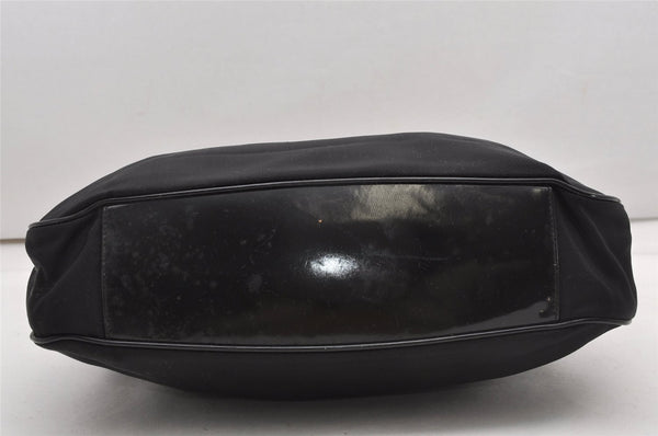 Authentic GUCCI Vintage Bamboo Shoulder Hand Bag Nylon Enamel Black K4990