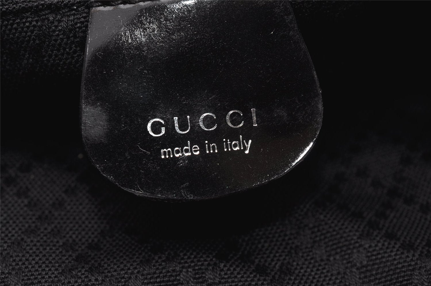 Authentic GUCCI Vintage Bamboo Shoulder Hand Bag Nylon Enamel Black K4990