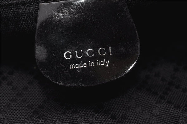 Authentic GUCCI Vintage Bamboo Shoulder Hand Bag Nylon Enamel Black K4990