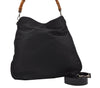 Authentic GUCCI Vintage Bamboo 2Way Shoulder Tote Bag Nylon Leather Black K4993