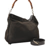 Authentic GUCCI Vintage Bamboo 2Way Shoulder Tote Bag Nylon Leather Brown K4995