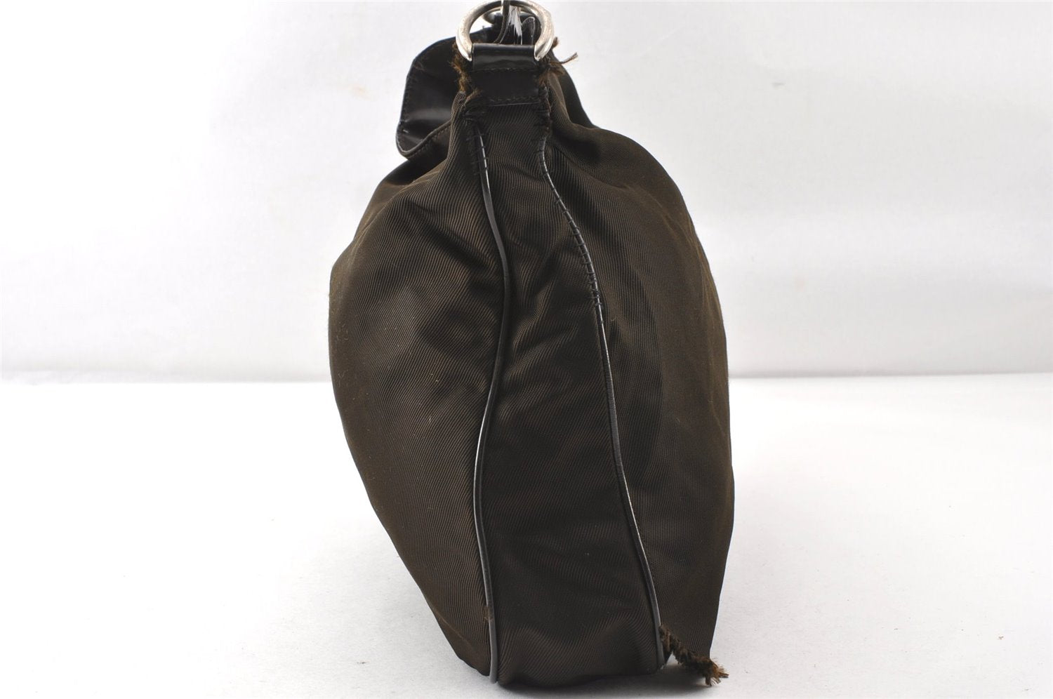 Authentic GUCCI Vintage Bamboo 2Way Shoulder Tote Bag Nylon Leather Brown K4995