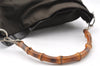 Authentic GUCCI Vintage Bamboo 2Way Shoulder Tote Bag Nylon Leather Brown K4995