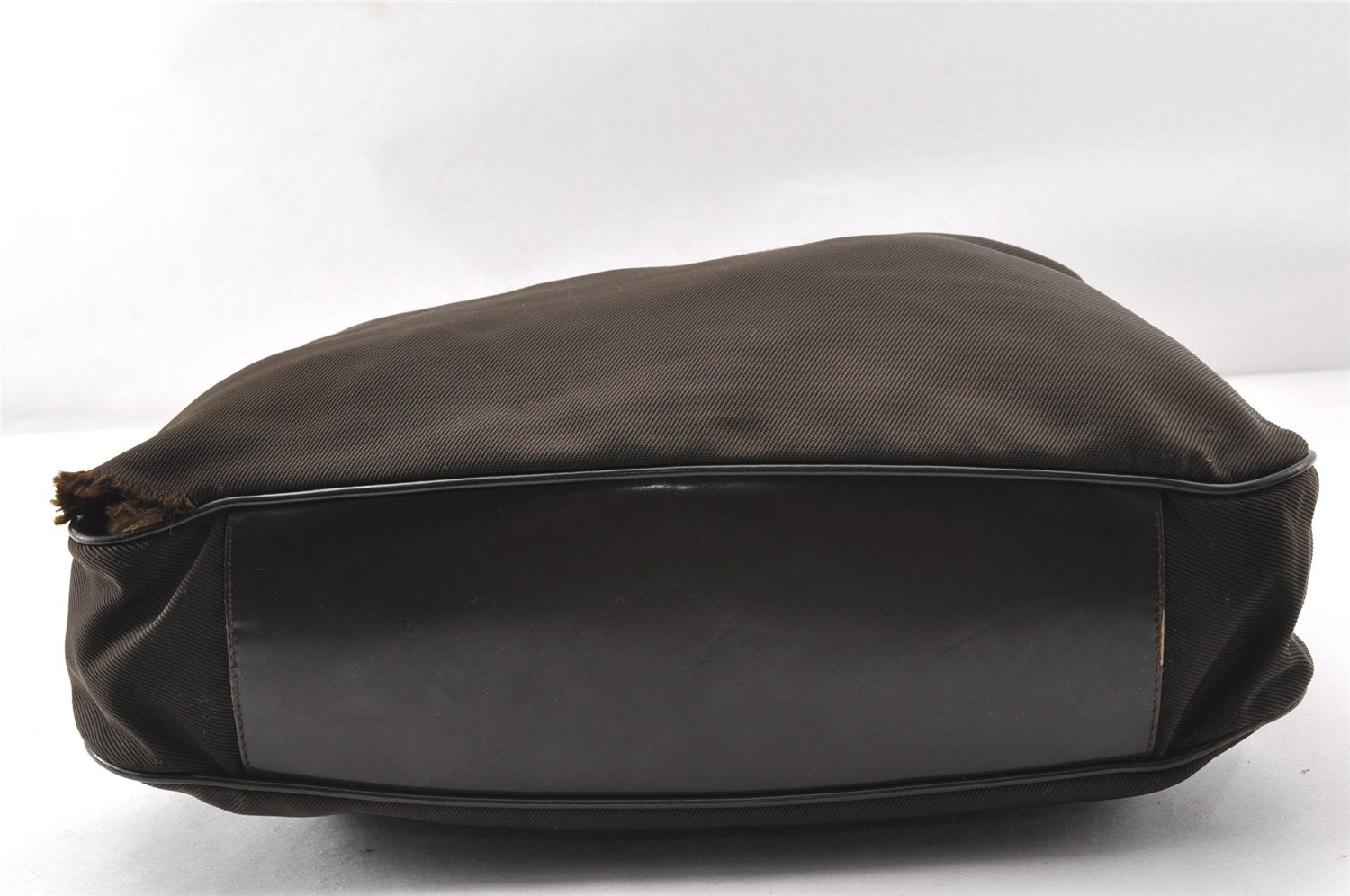 Authentic GUCCI Vintage Bamboo 2Way Shoulder Tote Bag Nylon Leather Brown K4995