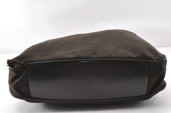 Authentic GUCCI Vintage Bamboo 2Way Shoulder Tote Bag Nylon Leather Brown K4995