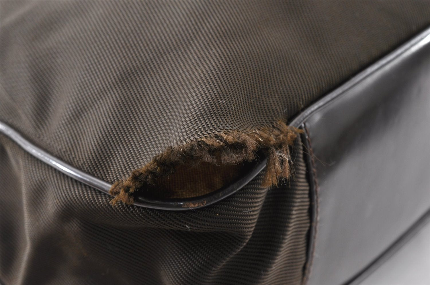 Authentic GUCCI Vintage Bamboo 2Way Shoulder Tote Bag Nylon Leather Brown K4995