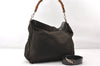 Authentic GUCCI Vintage Bamboo 2Way Shoulder Tote Bag Nylon Leather Brown K4995