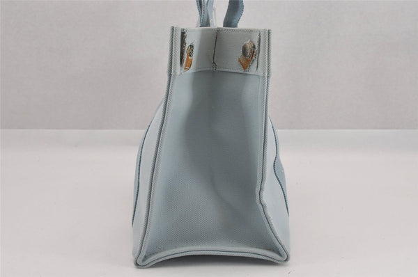 Authentic HERMES Bora Bora PM Shoulder Tote Bag Canvas Light Blue K4998