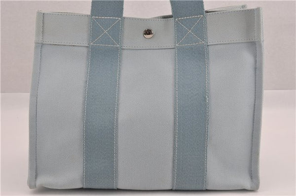 Authentic HERMES Bora Bora PM Shoulder Tote Bag Canvas Light Blue K4998