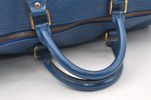 Authentic Louis Vuitton Epi Speedy 35 Hand Boston Bag Blue M42995 LV K5003