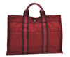 Authentic HERMES Fourre Tout MM Hand Tote Bag Canvas Red K5016