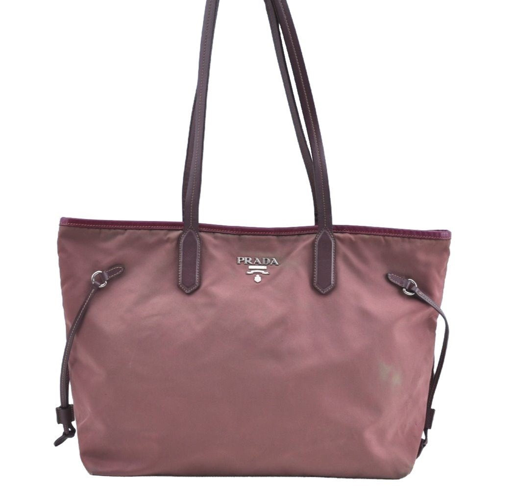 Authentic PRADA Nylon Tessuto Leather Shoulder Tote Hand Bag Pink K5017