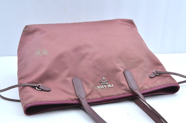 Authentic PRADA Nylon Tessuto Leather Shoulder Tote Hand Bag Pink K5017