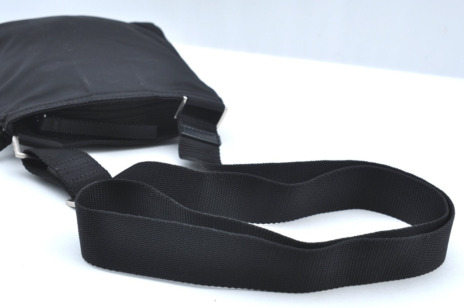Authentic PRADA Nylon Tessuto Shoulder Cross Body Bag Purse Black K5018