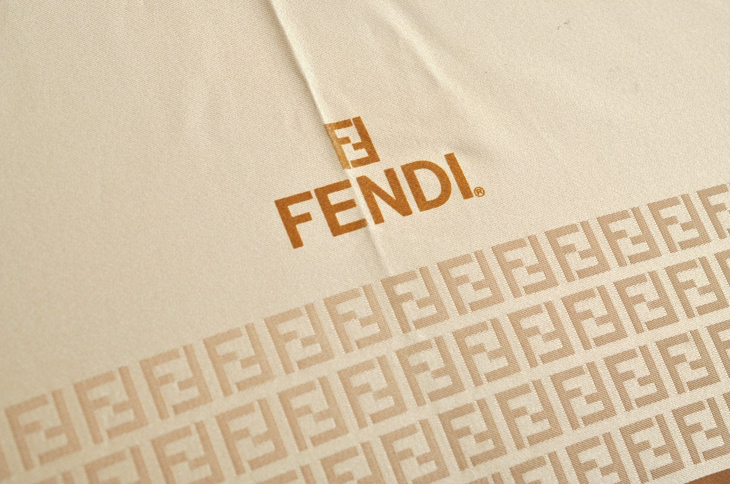 Authentic FENDI Zucchino Umbrella Polyester Wood Beige Brown K5023