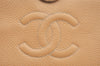 Authentic CHANEL Caviar Skin CC Logo Bifold Long Wallet Purse Beige K5025