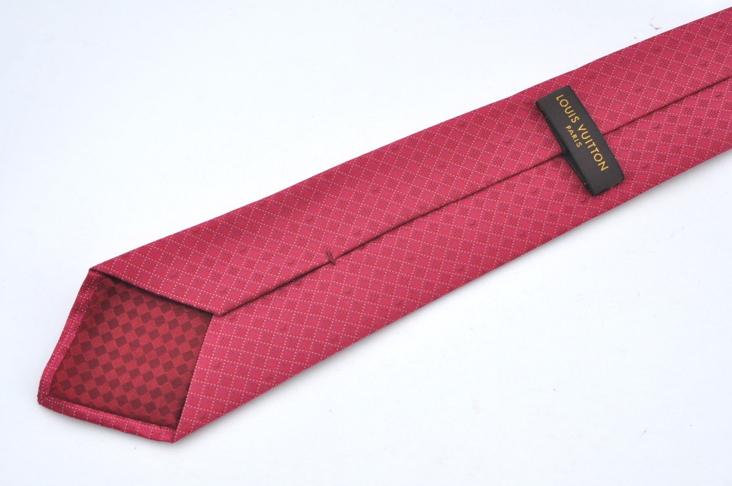 Authentic Louis Vuitton Necktie Tie Silk Check Motif Red Box LV K5026