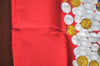 Authentic CHANEL Scarf Jewelry Pearl Motif CC Logo Silk Red K5035