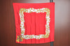 Authentic CHANEL Scarf Jewelry Pearl Motif CC Logo Silk Red K5035