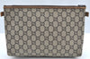 Authentic GUCCI GG Plus Clutch Hand Bag Purse GG PVC Leather Brown K5051
