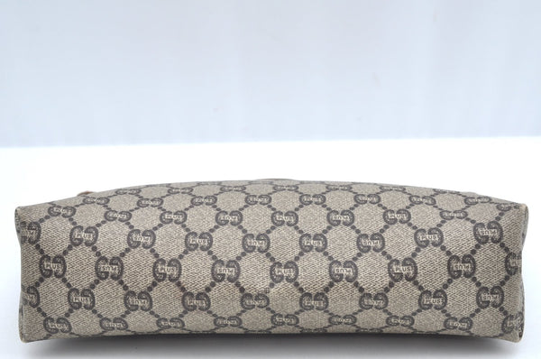 Authentic GUCCI GG Plus Clutch Hand Bag Purse GG PVC Leather Brown K5051