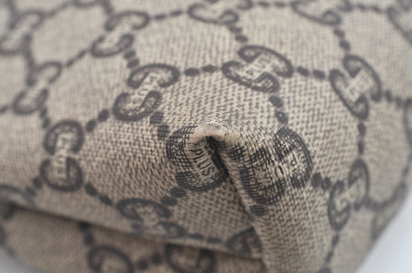 Authentic GUCCI GG Plus Clutch Hand Bag Purse GG PVC Leather Brown K5051