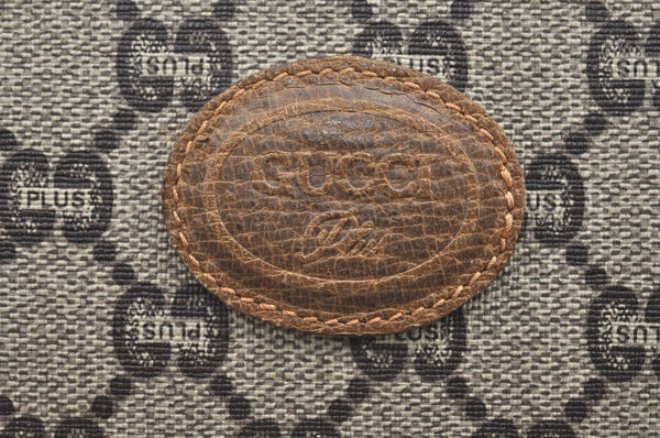 Authentic GUCCI GG Plus Clutch Hand Bag Purse GG PVC Leather Brown K5051
