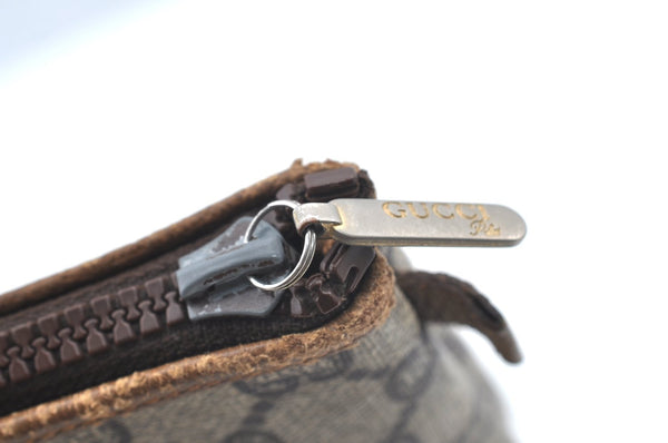 Authentic GUCCI GG Plus Clutch Hand Bag Purse GG PVC Leather Brown K5051