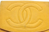 Authentic CHANEL Caviar Skin CC Logo Bifold Wallet Purse Yellow K5052