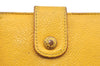 Authentic CHANEL Caviar Skin CC Logo Bifold Wallet Purse Yellow K5052