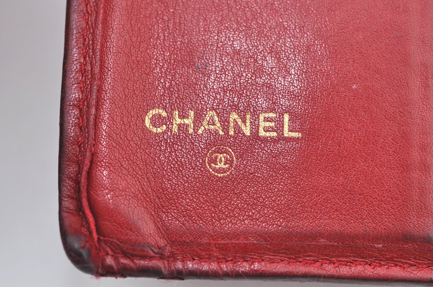 Authentic CHANEL Lamb Skin Bicolore Bifold Wallet Purse Red CC K5054