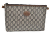 Authentic GUCCI GG Plus Clutch Hand Bag Purse PVC Leather Brown K5055