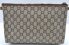 Authentic GUCCI GG Plus Clutch Hand Bag Purse PVC Leather Brown K5055