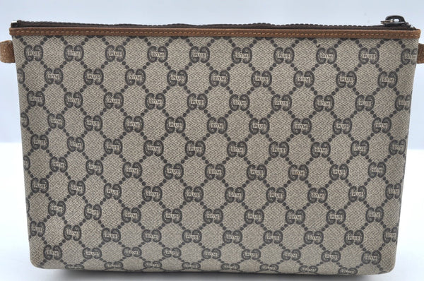 Authentic GUCCI GG Plus Clutch Hand Bag Purse PVC Leather Brown K5055
