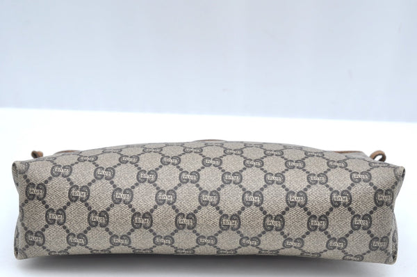 Authentic GUCCI GG Plus Clutch Hand Bag Purse PVC Leather Brown K5055