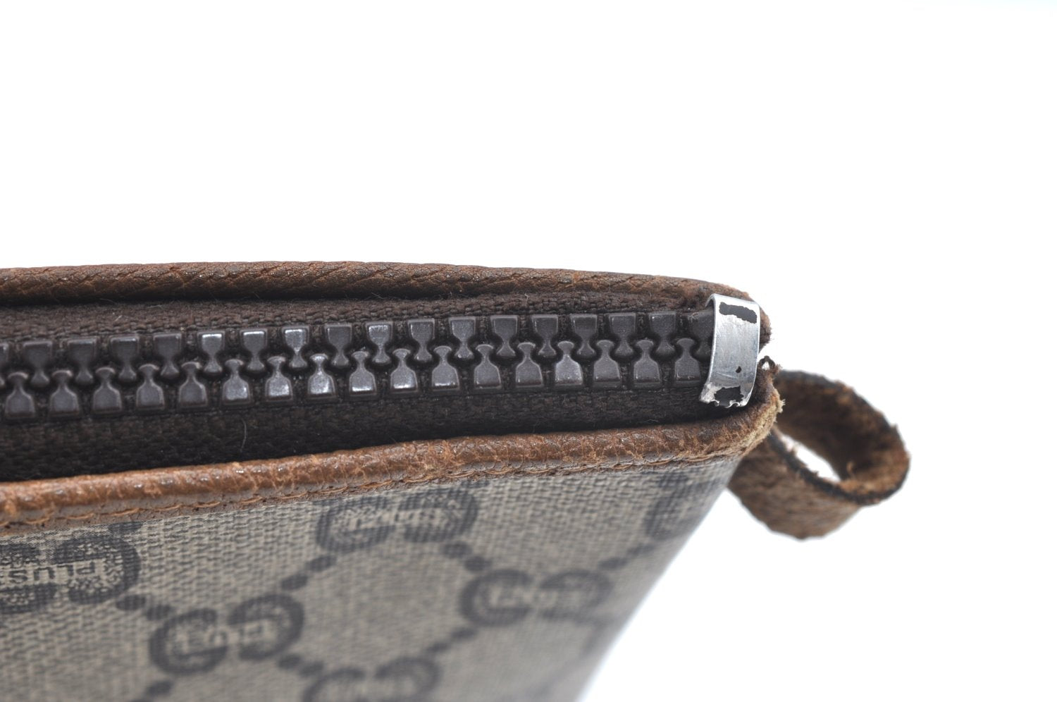 Authentic GUCCI GG Plus Clutch Hand Bag Purse PVC Leather Brown K5055