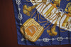 Authentic HERMES Carre 90 Scarf "Cliquetis" Silk Navy K5060