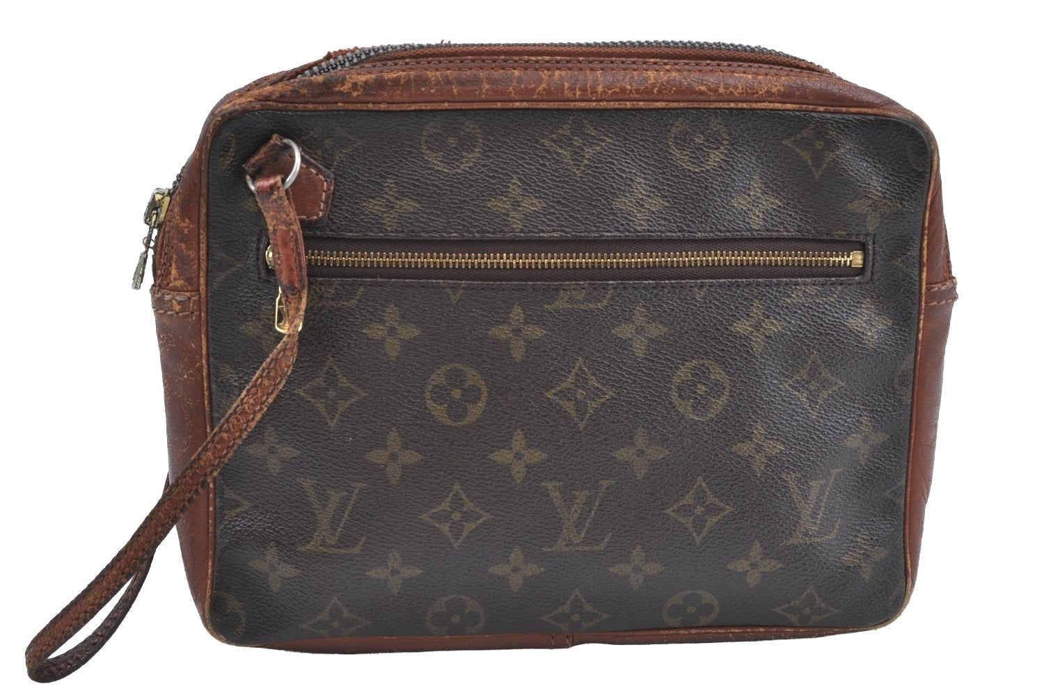 Authentic Louis Vuitton Monogram Pochette Sport Clutch Bag Old Model Junk K5061